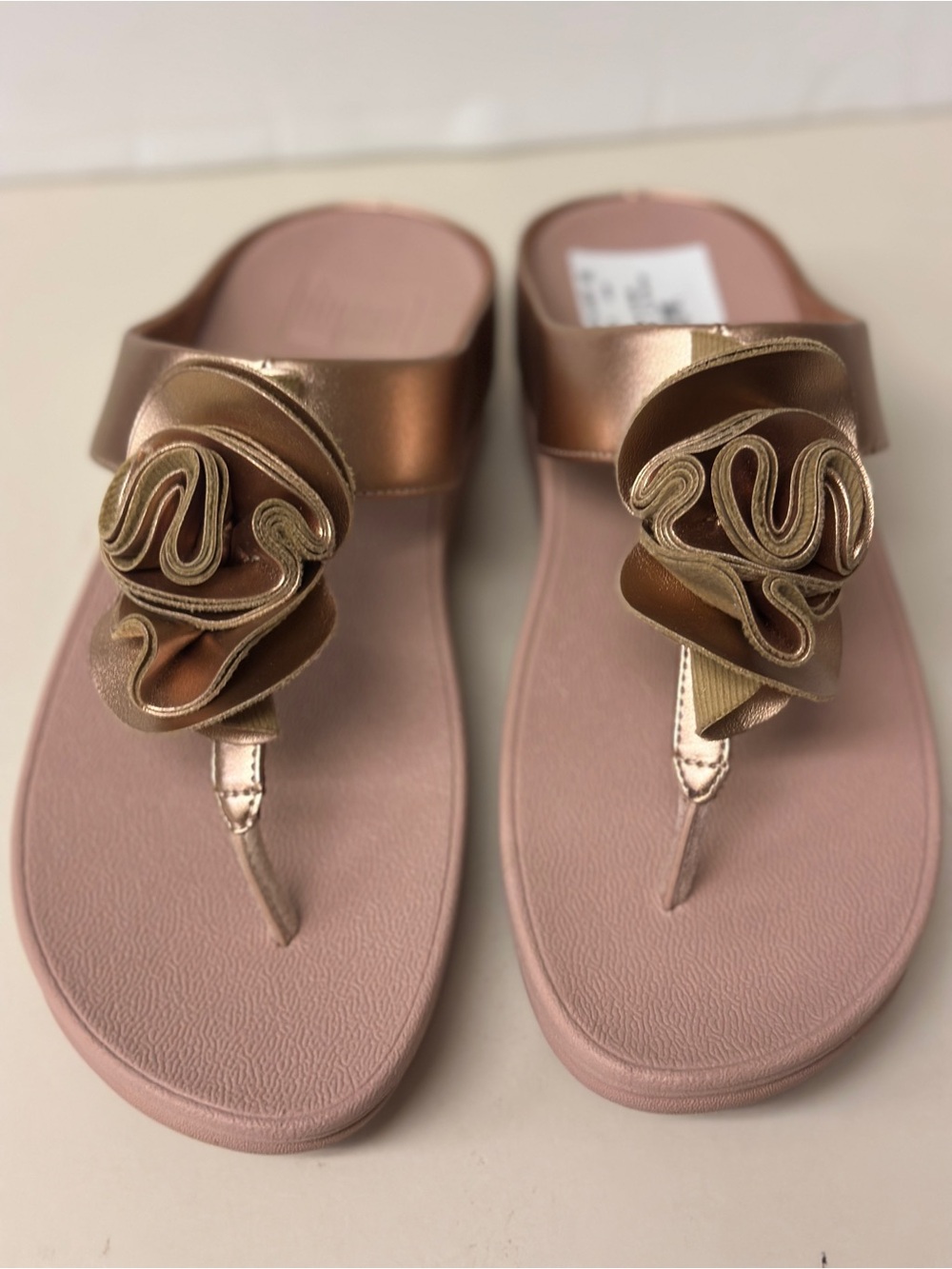 FitFlop Rose Gold Floral Thong Sandals